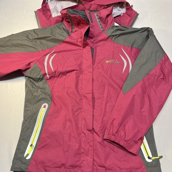 Tuowai Jackets & Blazers - Women's Ski Snowboard Coat Jacket Pink Gray Medium Double Layer